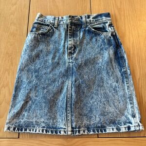 VTG Denim Skirt Womens 5 Acid‎ Wash Blue Retro 80s Aesthetic Festival Punk Rave